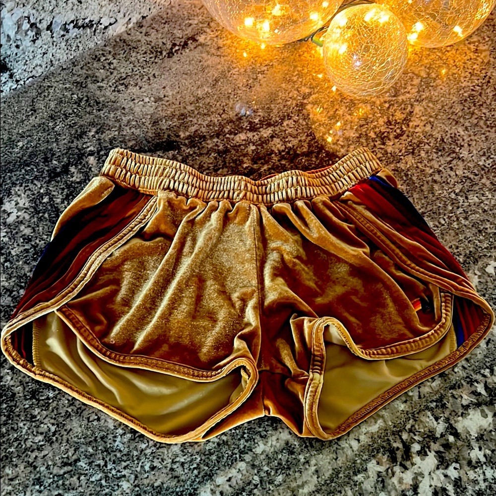 Aviator Nation 5 Stripe Velvet Jogger Shorts